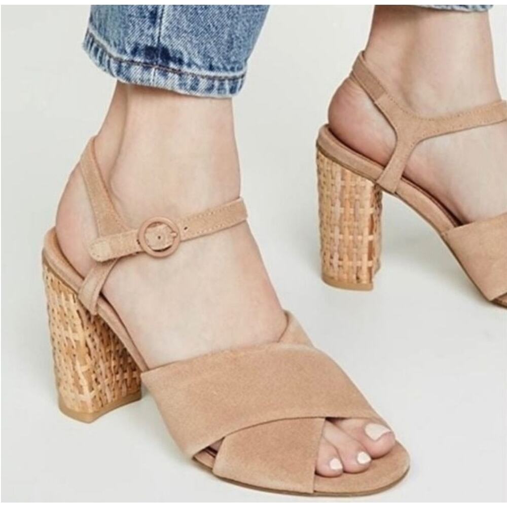 New in Box Soludos Olivia Heel Leather Sandal Sz 8.5 in Desert - Picture 2 of 11